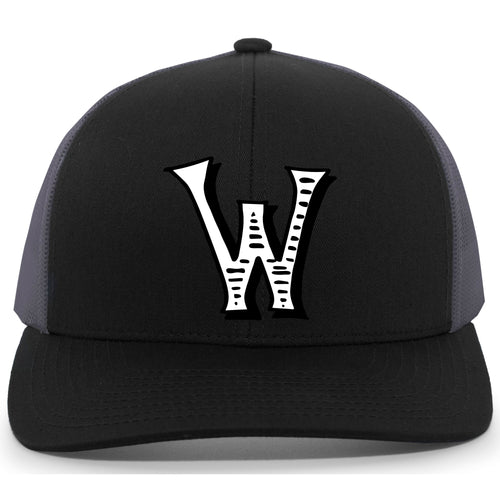Woodson Whiskey W Trucker Mesh Hat - Black / Graphite / Black