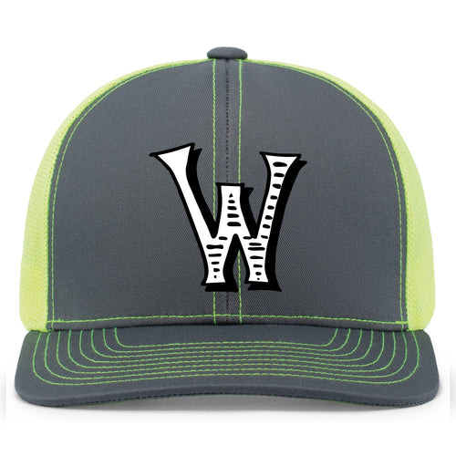 Woodson Whiskey W Trucker Mesh Hat - Graphite / Neon Yellow / Graphite