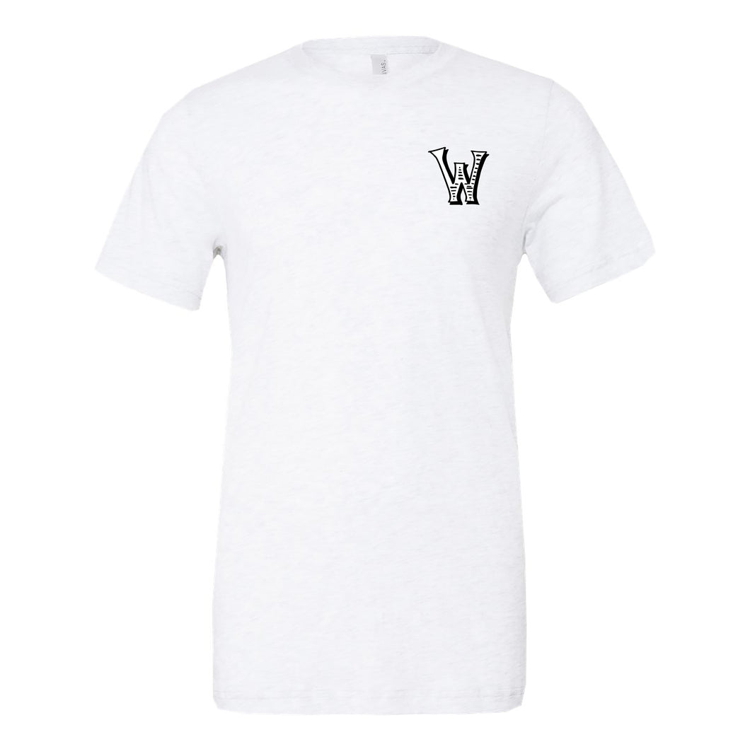 Woodson Whiskey Left Chest T-Shirt - Solid White Triblend