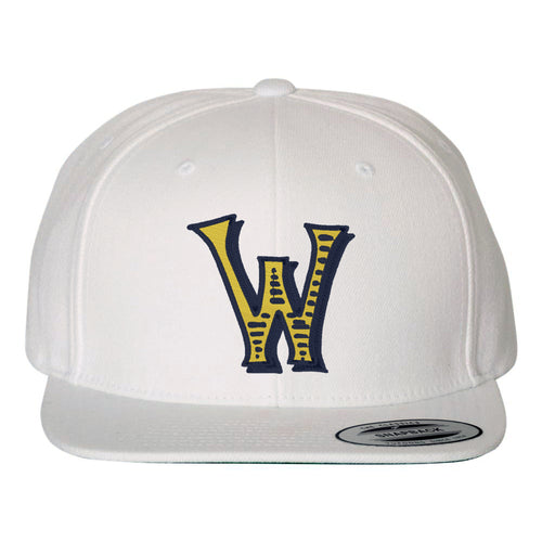 Woodson Whiskey W Flatbill Snapback - White w/ Navy/Maize