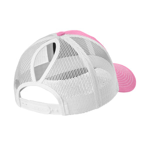 Woodson Whiskey W Snapback Ponytail Trucker Hat - True Pink / White